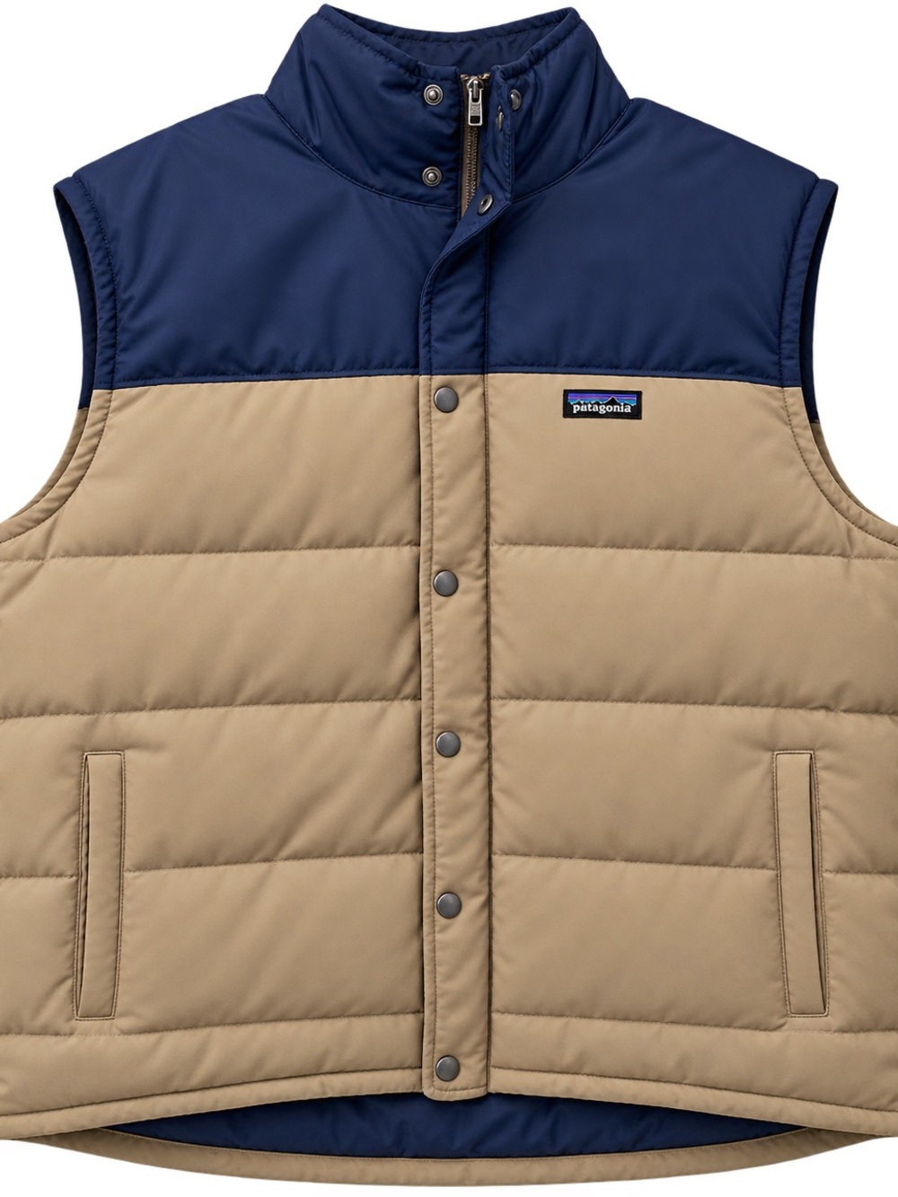 Patagonia Men’s XXL Down Puffer Vest Navy Tan Colorblock Gorpcore